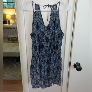 Hollister Blue and White Patterned Romper